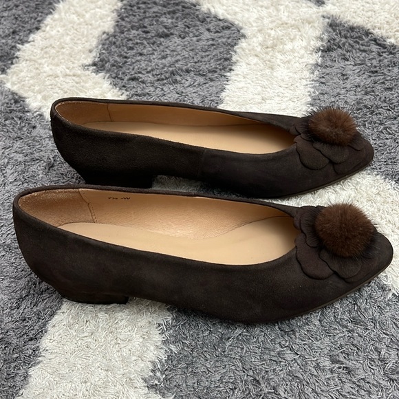 Sesto Meucci NEW brown genuine leather with fur flats size 7.5 - Picture 1 of 14